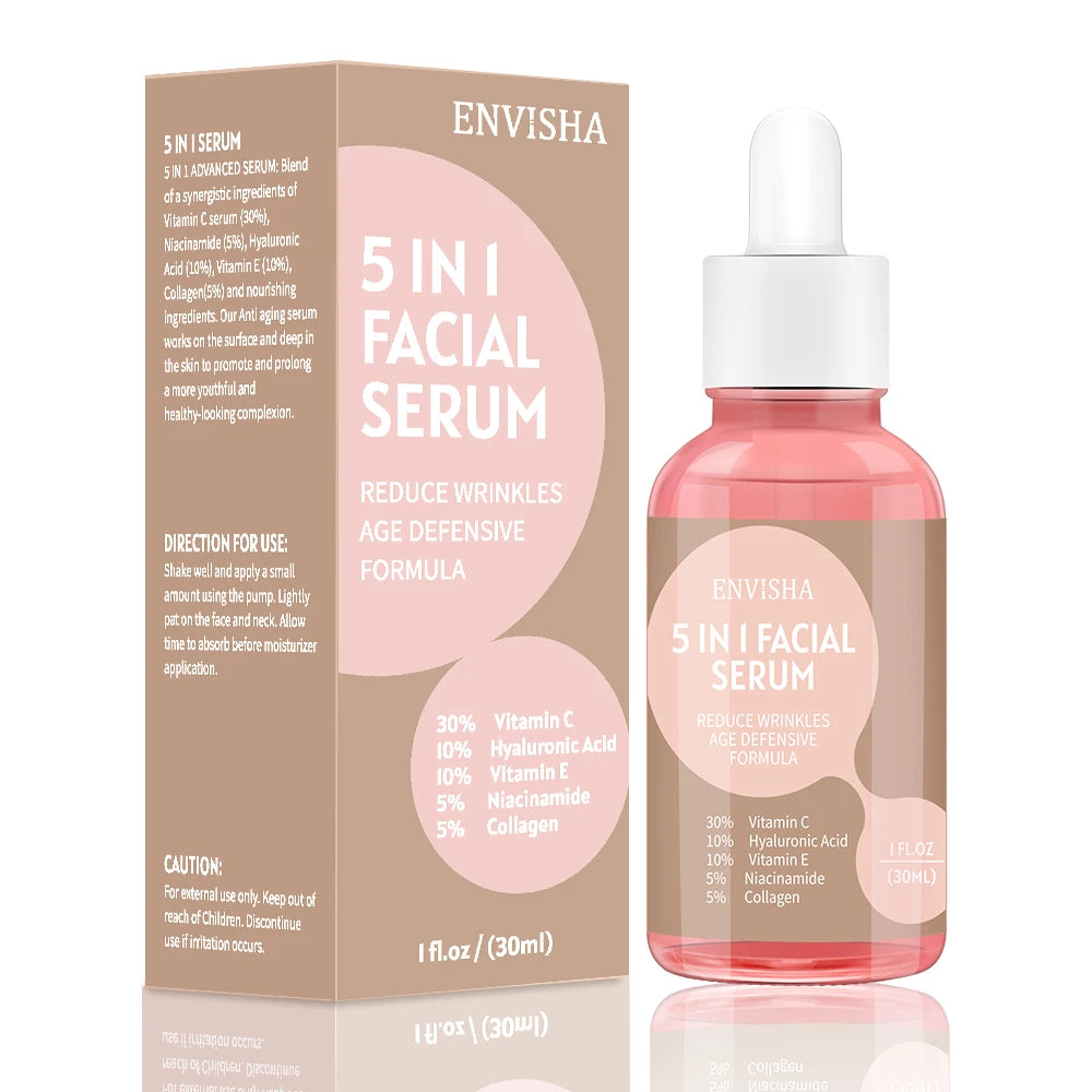ENVISHA 5-in-1 Face Serum | Collagen, Hyaluronic Acid & Niacinamide