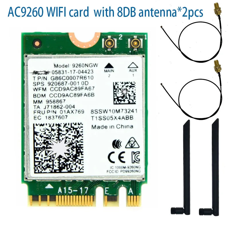 WDXUN 9260NGW M.2 NGFF Dual Band Wi-Fi + Bluetooth 5.0 Card