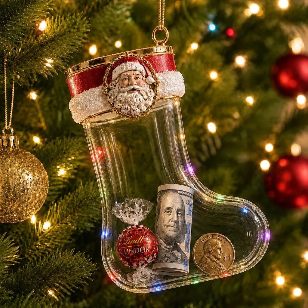 Fillable Acrylic Christmas Stocking Ornament | 4 Festive Styles
