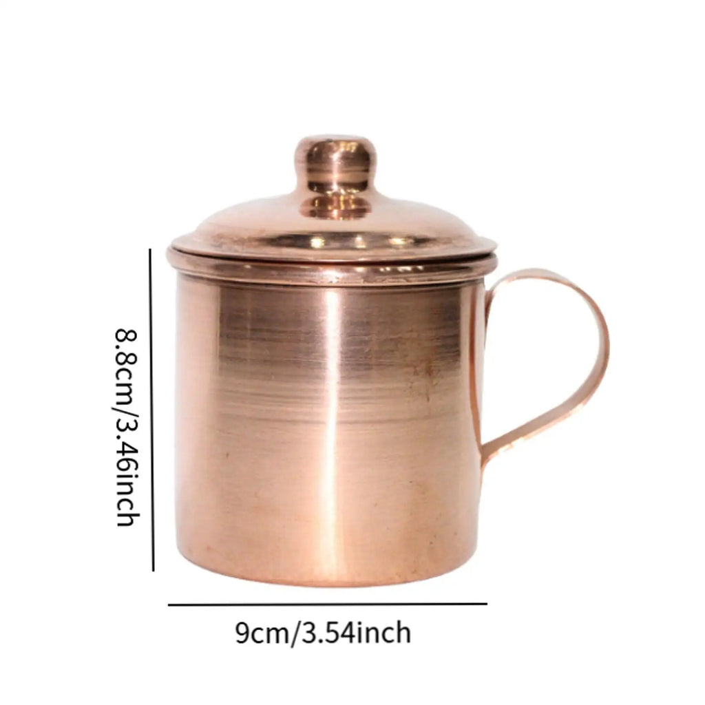 Retro Handmade Copper Mug with Lid & Handle – 300ml Cup
