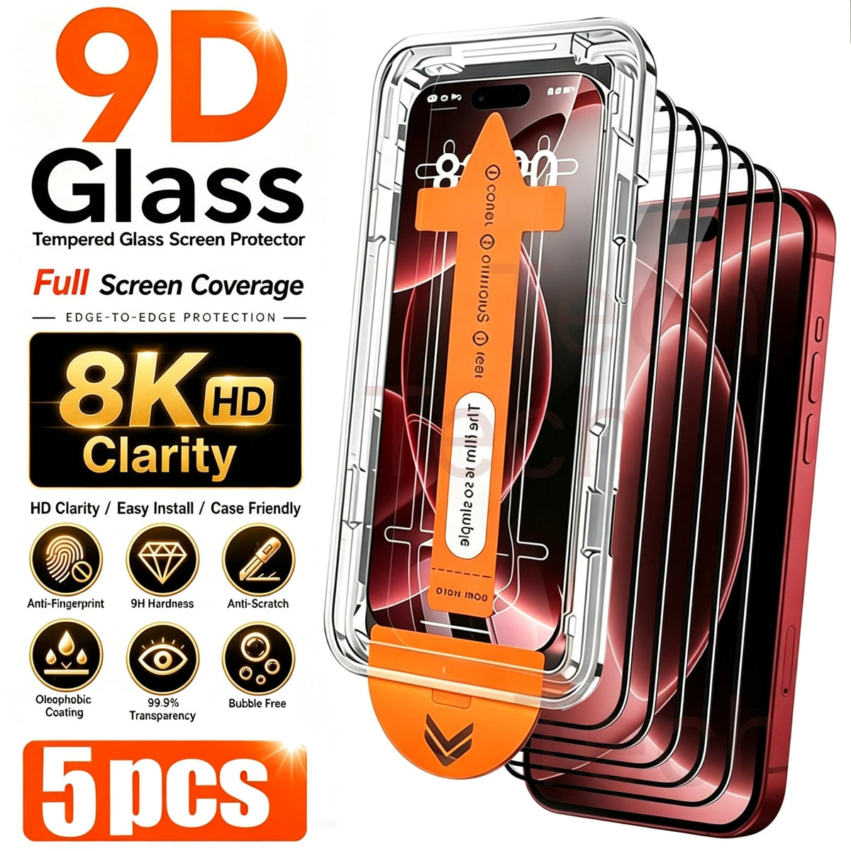 AKABEILA iPhone Tempered Glass Screen Protector 1–5 Pack