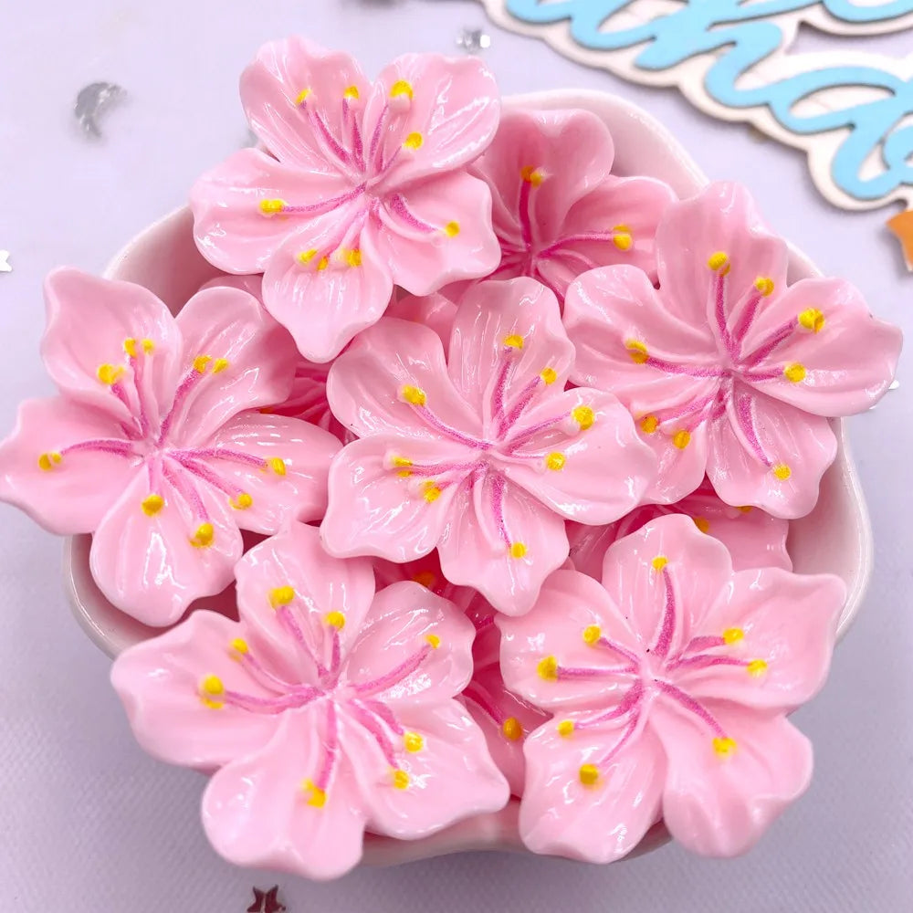 10PCS Resin Kawaii Peach Blossom Flatback Craft Embellishments