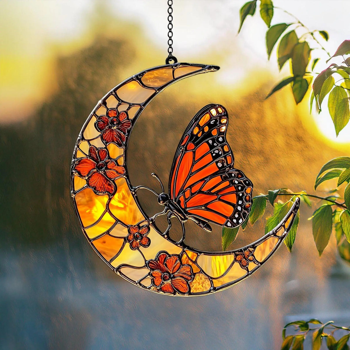 Moon Butterfly Mushroom Suncatcher – Colorful Acrylic Decor
