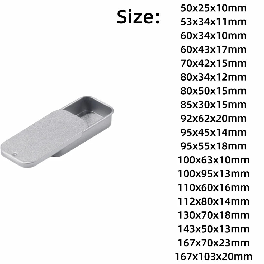 Sliding Lid Tin Box – Rectangular Tinplate Storage | 19 Sizes