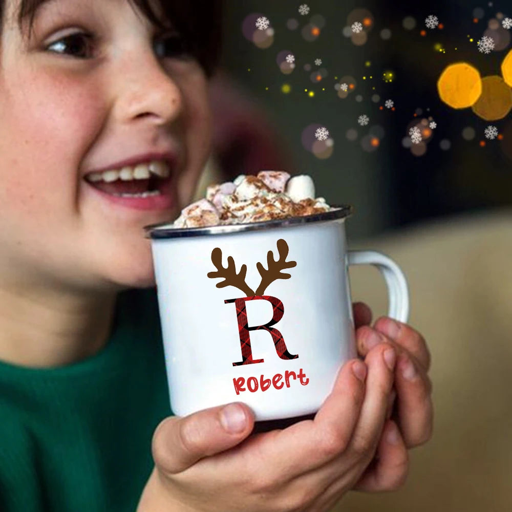 Personalized Enamel Mug – Custom Name & Initial Gift for Kids