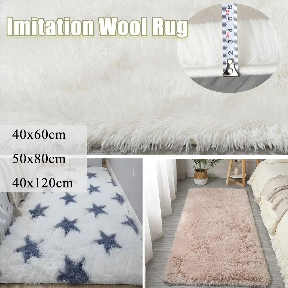 Fluffy Kids Bedroom Rug – Soft Imitation Wool Floor Mat