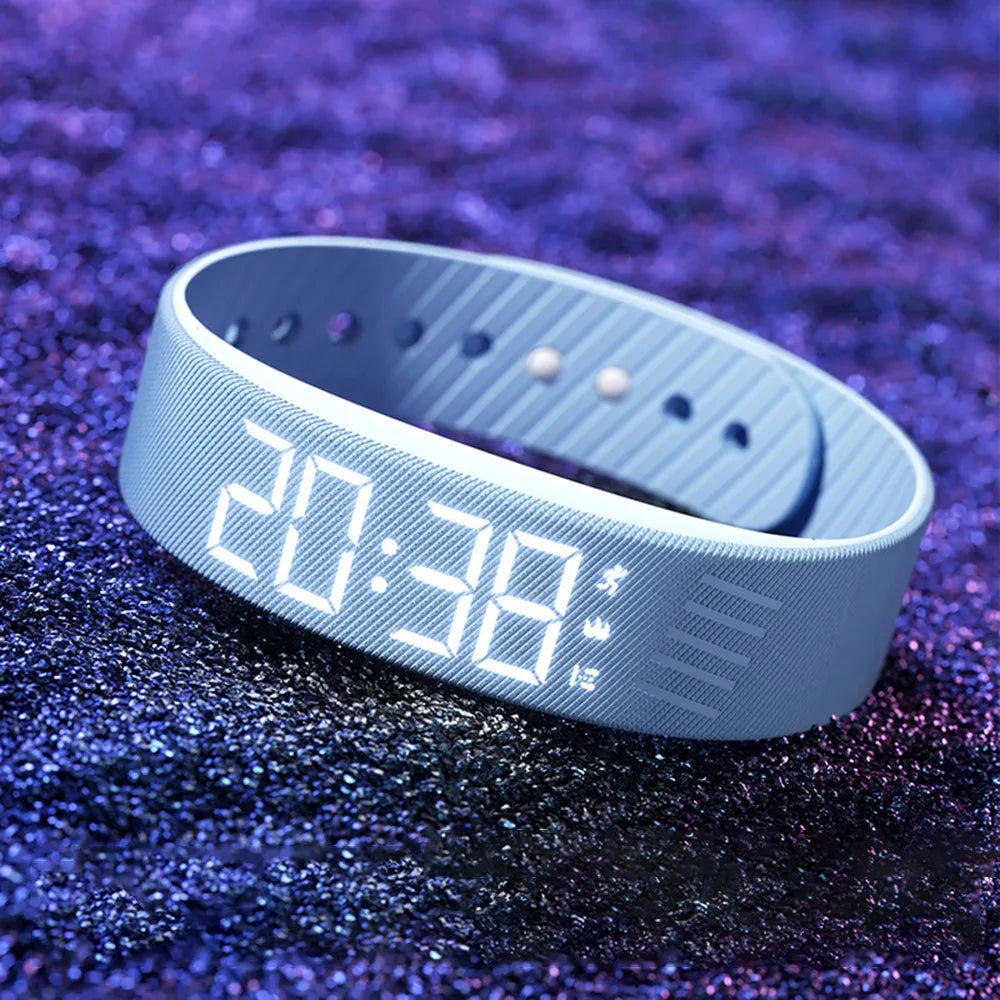 Vibrating Alarm Wristband – LED Clock & Sleep Tracker Watch