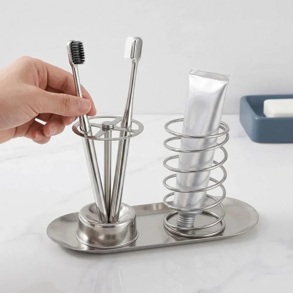 3-Piece No-Drill Wall Mounted Toothbrush & Toothpaste Holder