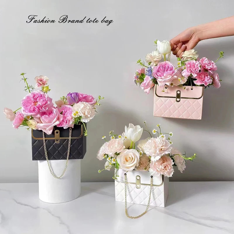 Foldable Flower Tote Gift Box Bag – Rose Bouquet & Candy Pack