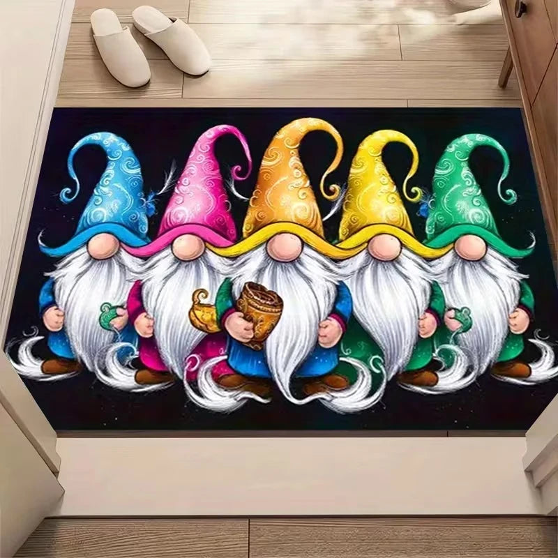 Festive Gnome Door Mat – Non-Slip Machine Washable Rug