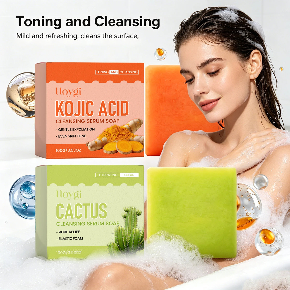 Kojic Acid & Cactus Brightening Soap – Even Skin Tone Cleanser