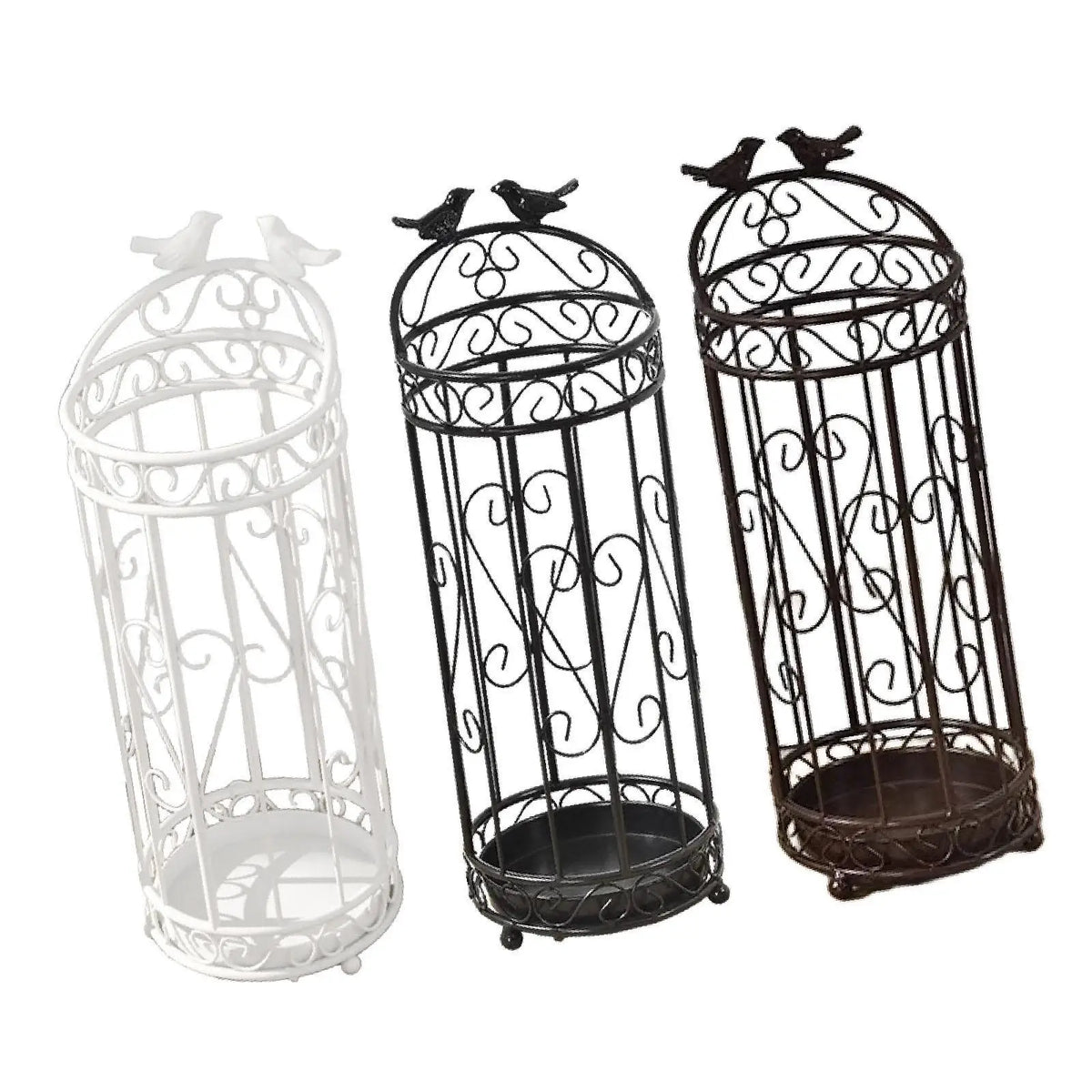 Wrought Iron Umbrella Stand with Drip Tray | Round Holder