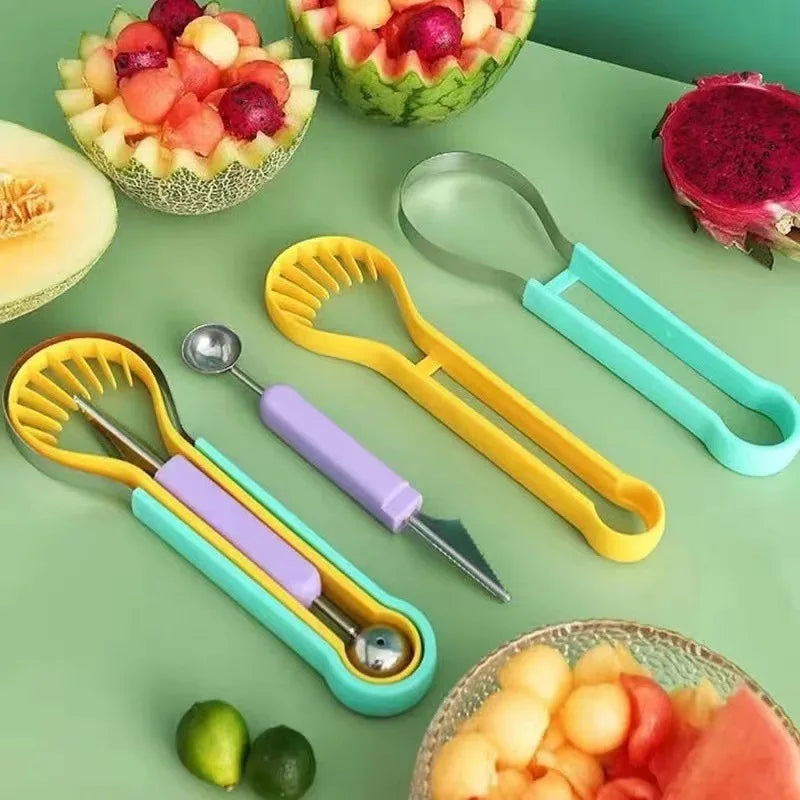 3-in-1 Stainless Steel Watermelon Cutter, Baller & Carving Tool