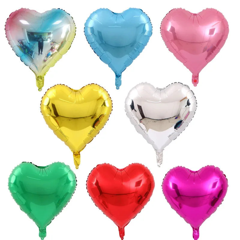 50-Pack 18" Heart Mylar Balloons – Multicolor Party Décor