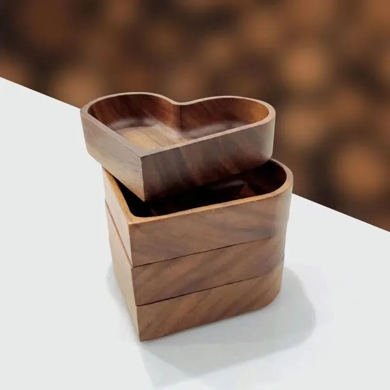 Heart-Shaped Solid Wood Walnut Serving Tray – Candy & Snack Platter