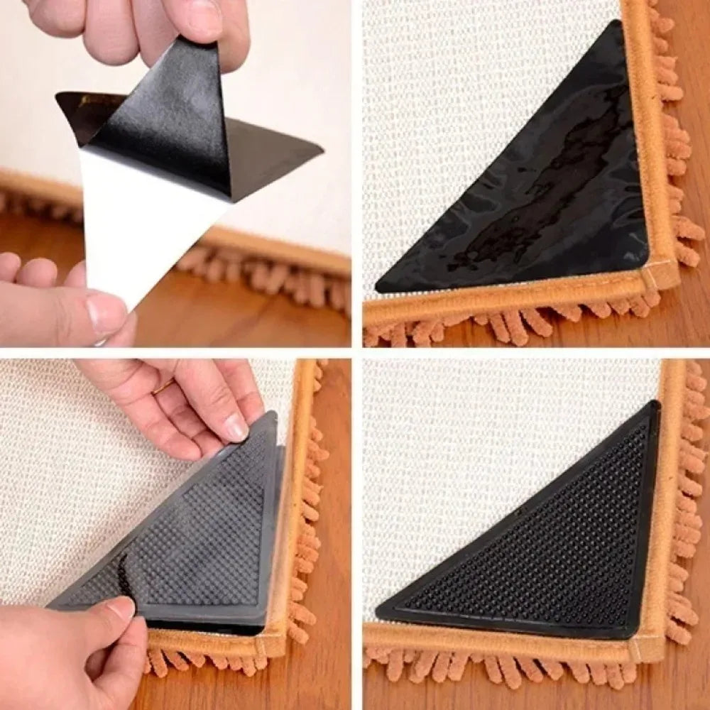 4-Pack Anti-Slip Rug Corner Pads – Strong Grip, Reusable