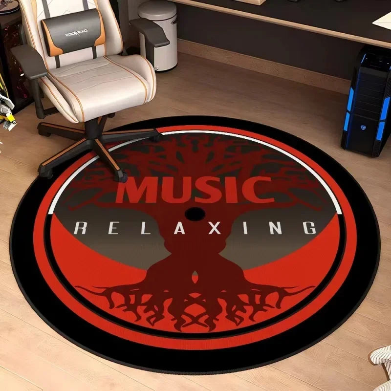 Round Music Record Rug – Non-Slip Bedroom Floor Mat