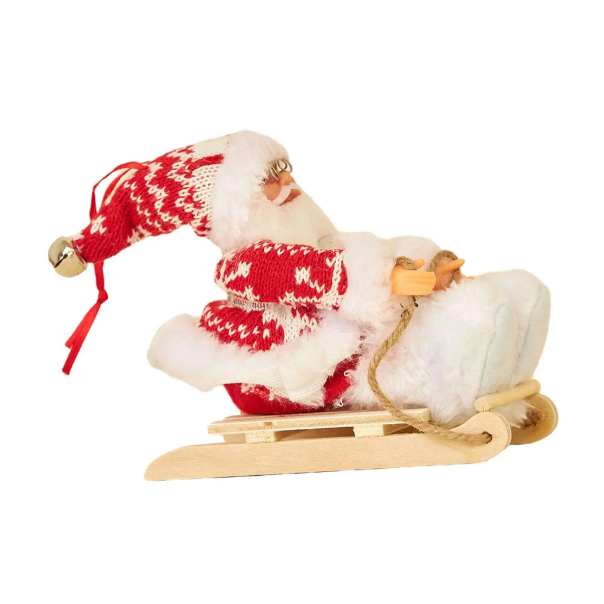 Santa Claus Sledge Figurine | Plush Christmas Table Ornament