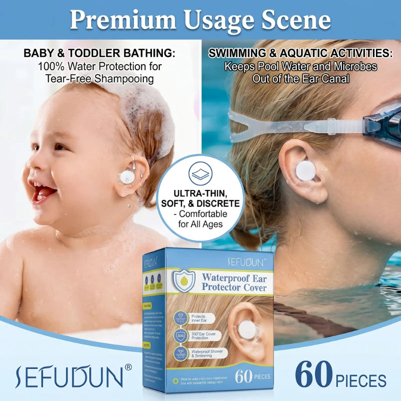 Waterproof Ear Covers 60 Pack – Bath & Swim Ear Stickers