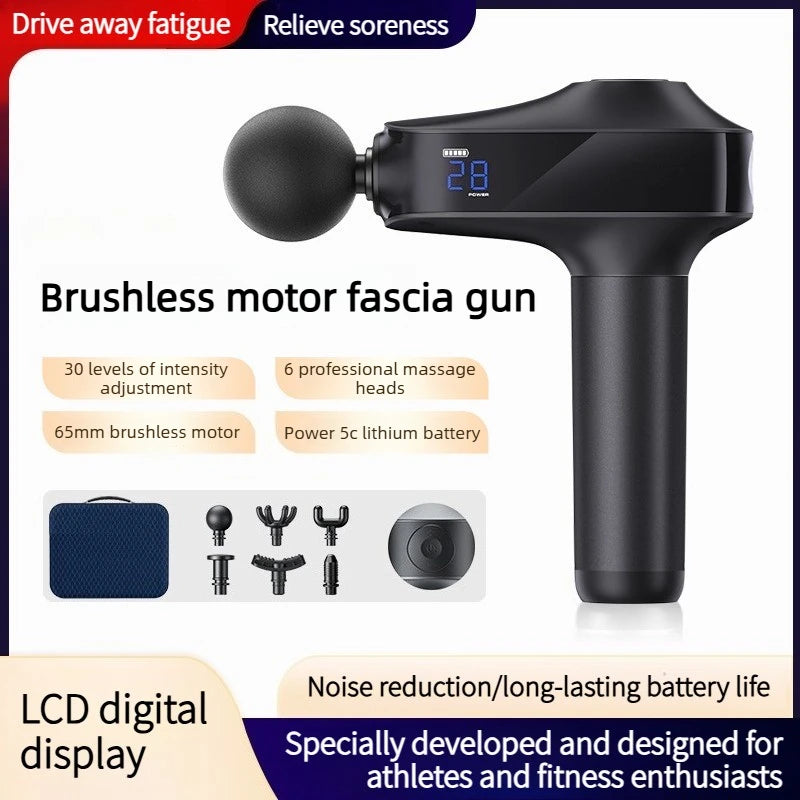 Multi-Speed Electric Fascia Gun – 6 Heads & 30 Levels LCD