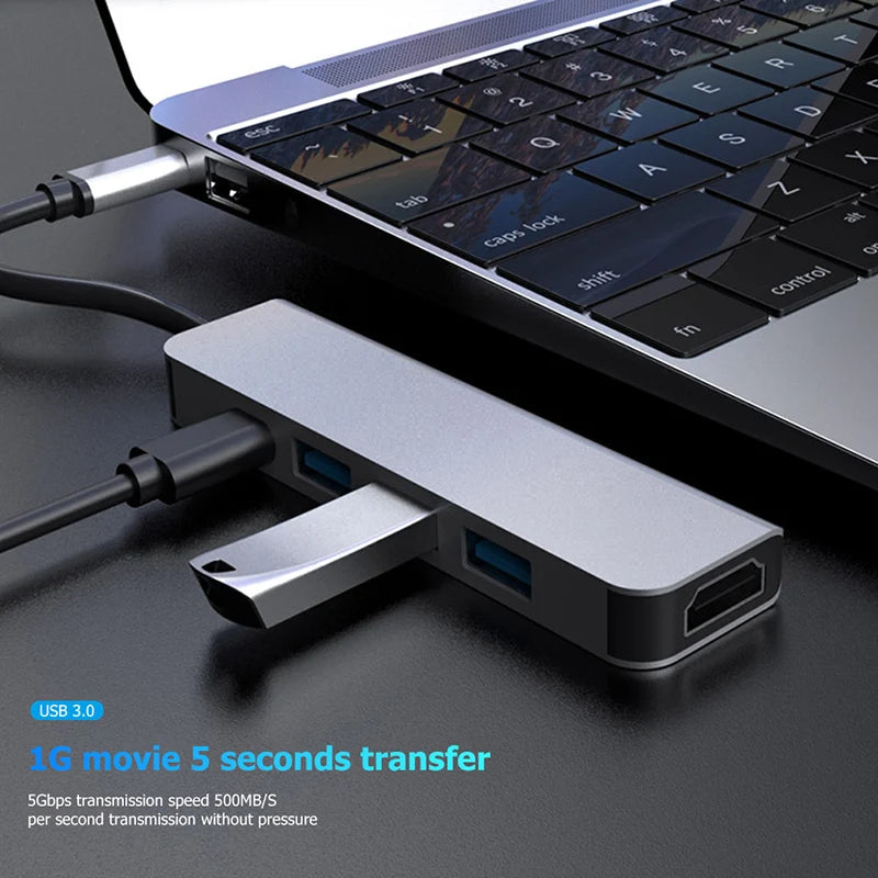 OULLX 5-in-1 USB-C Hub – HDMI 4K, USB 3.0 & PD Charging