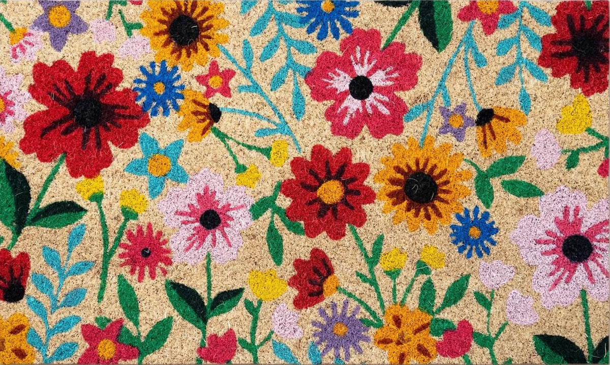 Welcome Doormat – Cottage Print Non-Slip Washable Entryway Mat