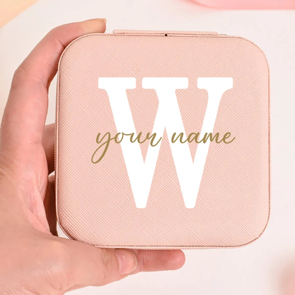 Personalized Faux Leather Jewelry Box – Custom Name & Initial