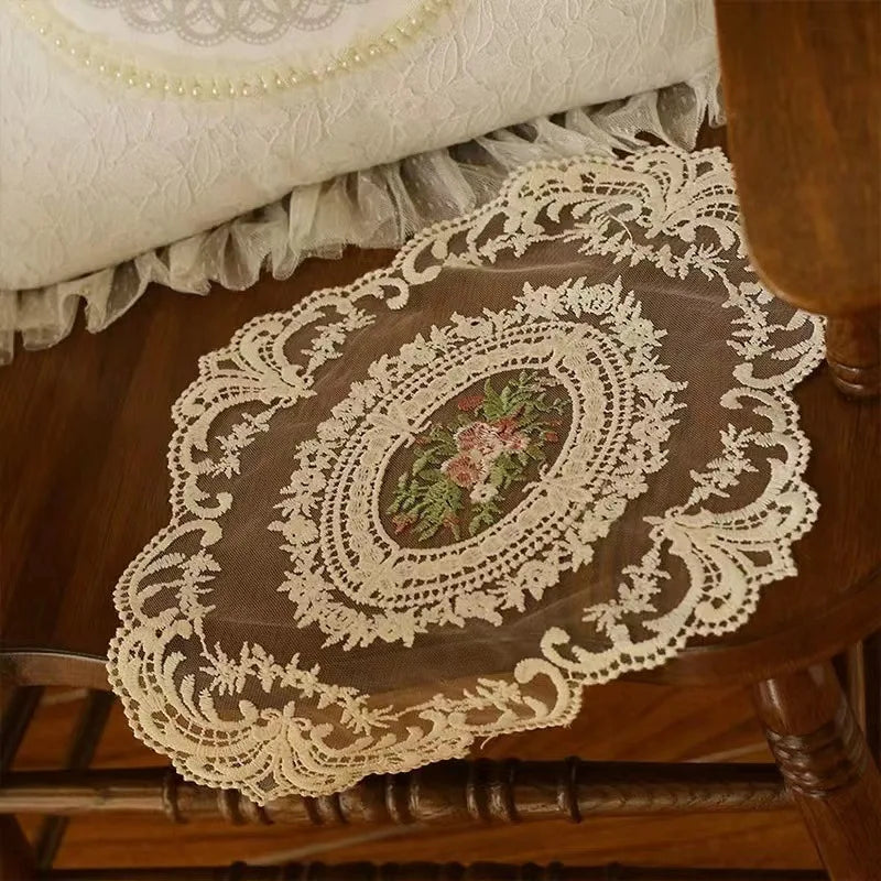Embroidered Lace Cup Mat – Table Pad & Photography Prop