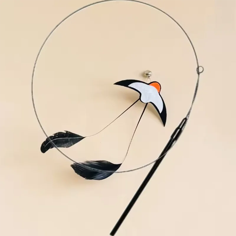 Cat Feather Teaser Wand Toy with Bells – Interactive Play