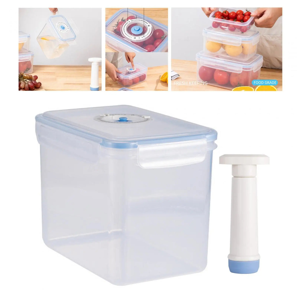 Vacuum Sealed Food Storage Container with Air Pump – 4 Sizes