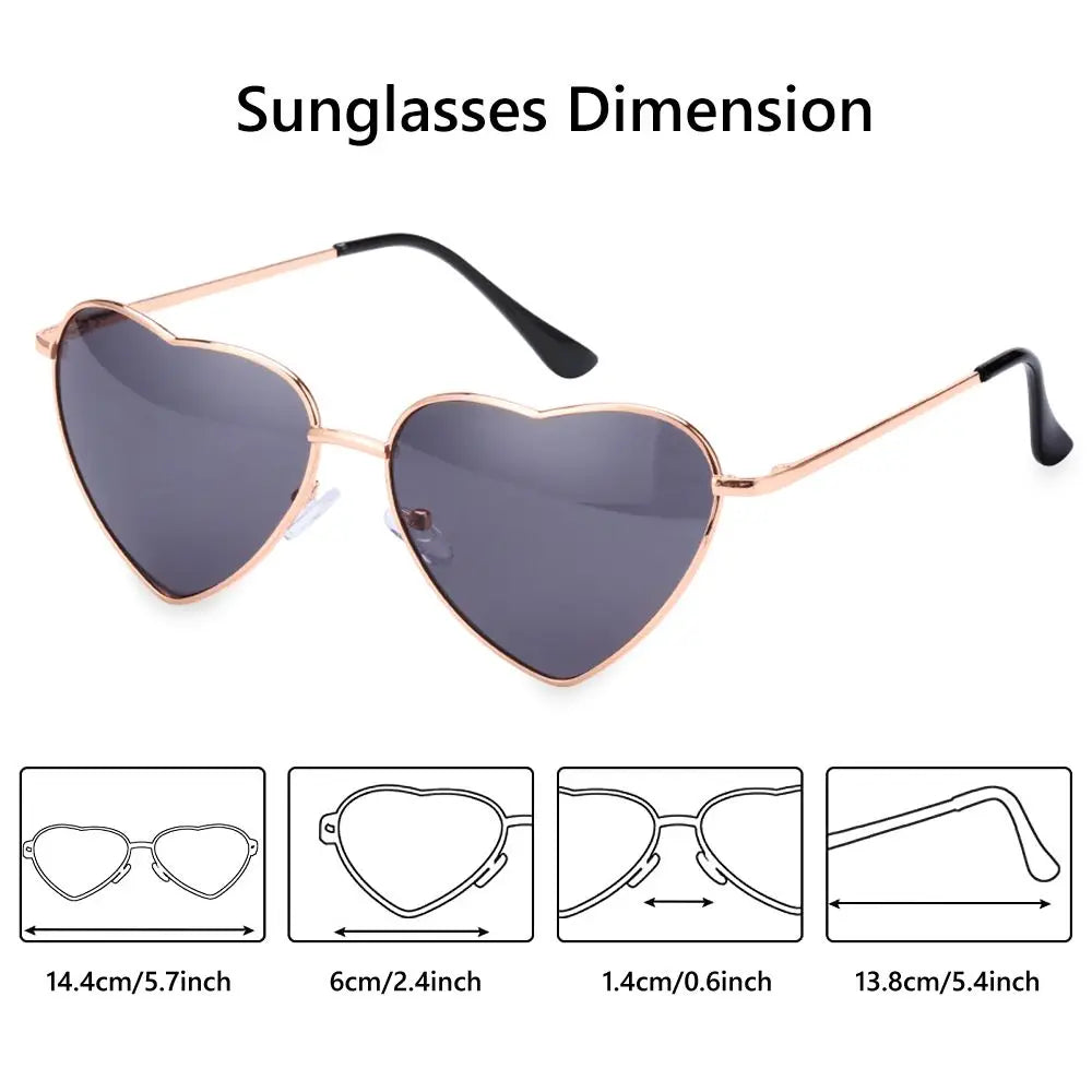Heart-Shaped Sunglasses UV400 Metal Frame – Women's