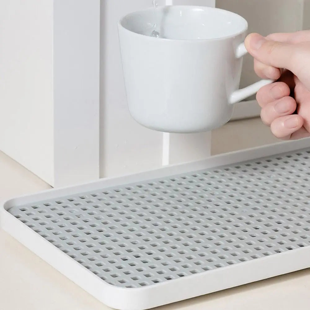 Double-Layer Plastic Dish Drying Rack & Drainage Tray