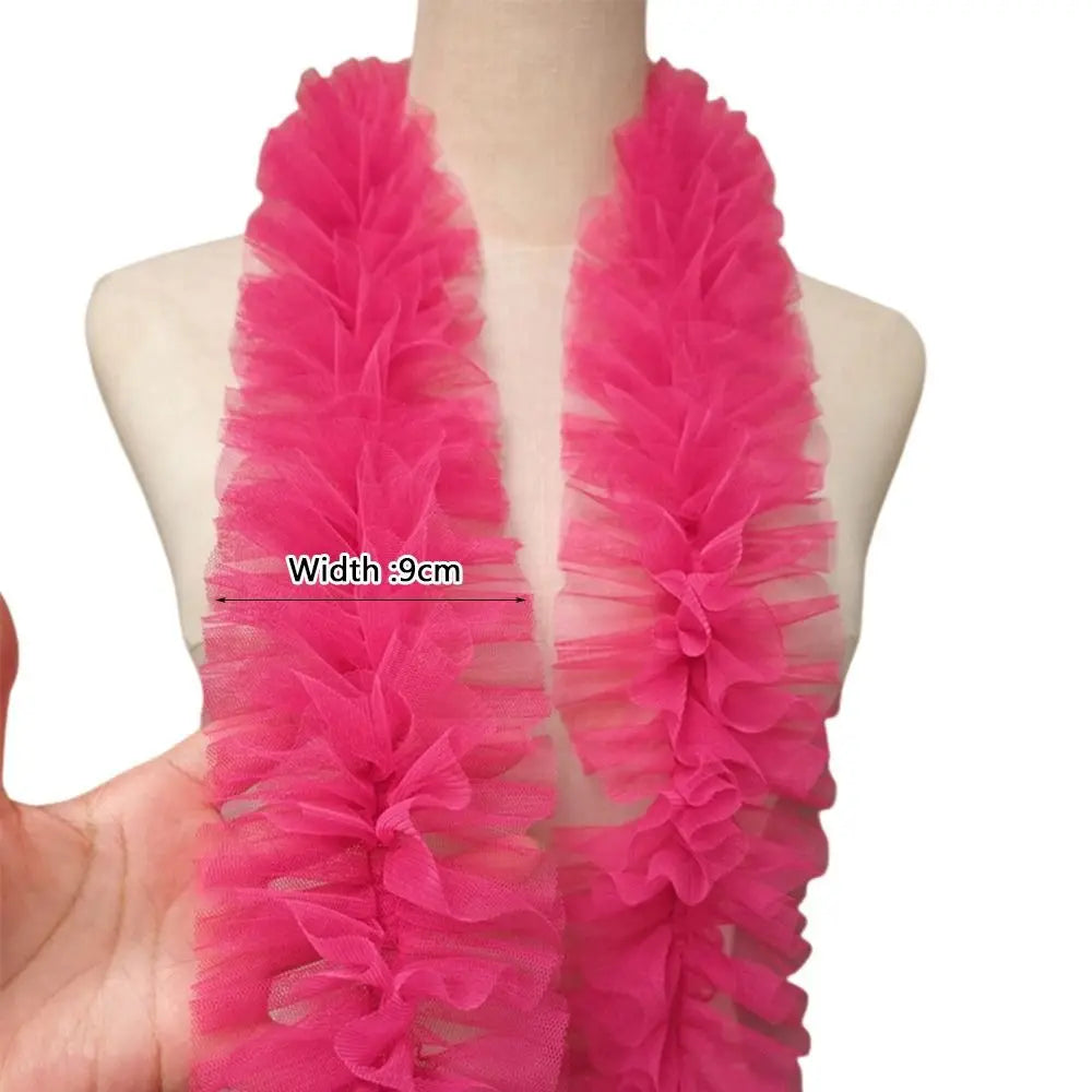 9cm Double-Layer Mesh Ruffle Lace Trim – Colorful Woolen Strip