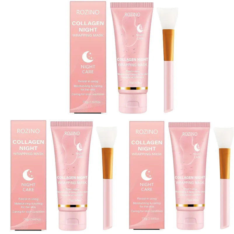 ROZINO Collagen Peel-Off Night Mask 75g + Free Brush