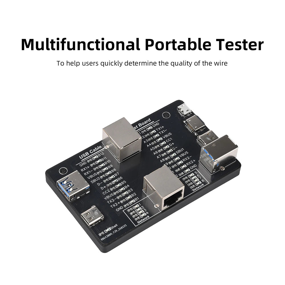 USB 3.0 Multifunctional Cable Tester – Type-C, RJ45 & More