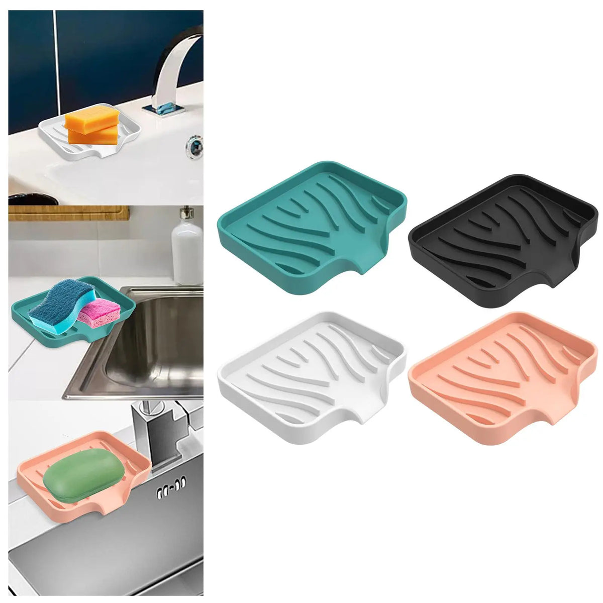Silicone Self-Draining Soap Dish Holder | Bathroom & Kitchen
