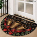 Christmas Tartan Half Round Door Mat – Non-Slip Green Plaid Rug