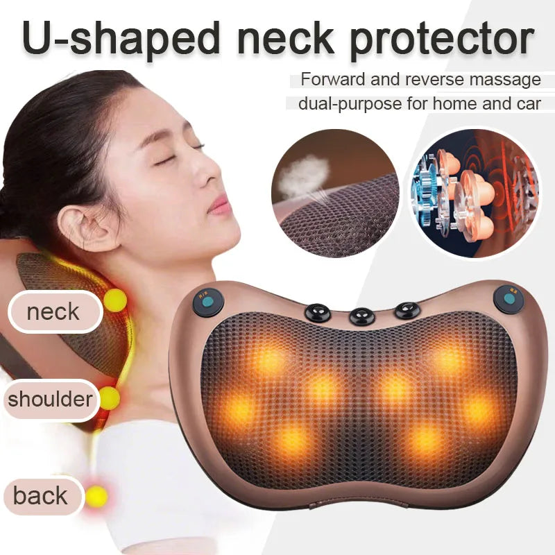 U-Shaped Shiatsu Neck & Back Massage Pillow with Heat