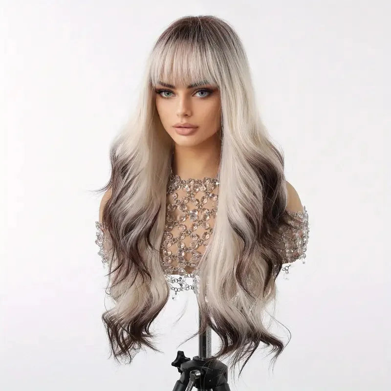 Gradient Long Curly Synthetic Wig – Full Head Cover 26 in