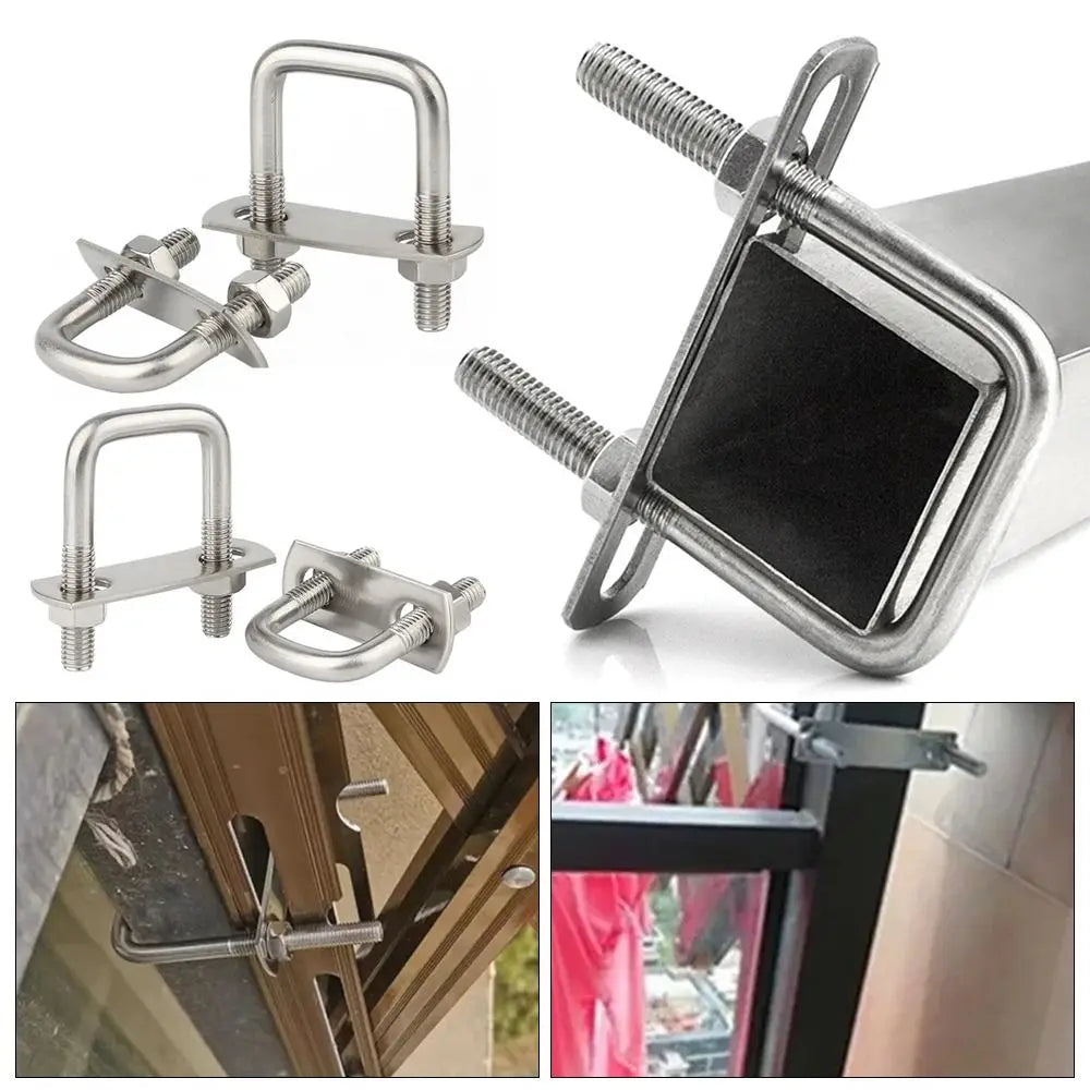 M6 Right Angle Square U-Bolt Pipe Clamp with Baffle – 2 Sets