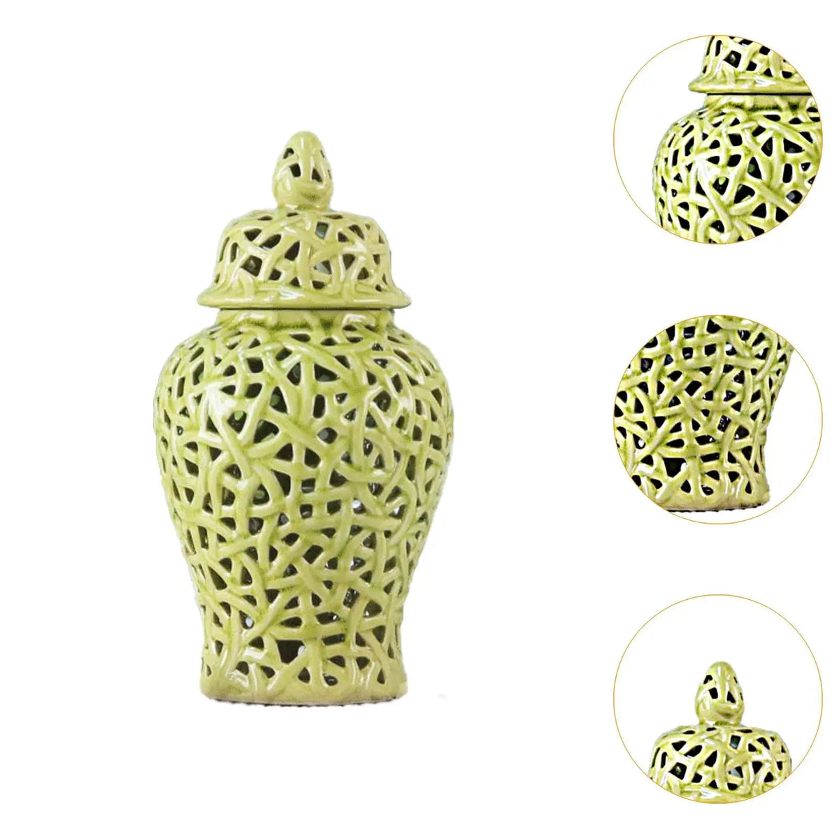 Porcelain Ceramic Ginger Jar Vase with Lid | Home Décor