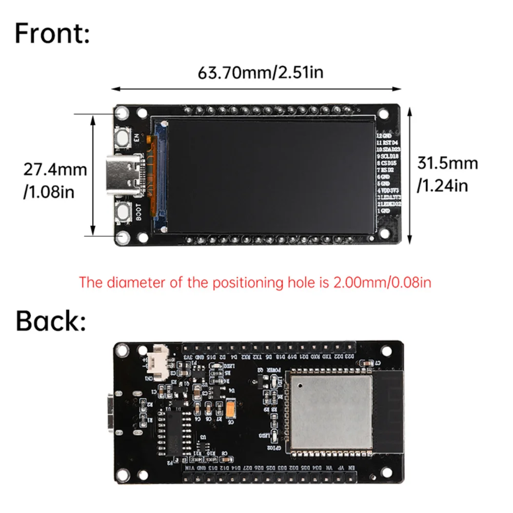 ESP32-WROOM-32 Dev Board with LCD, Wi-Fi & Bluetooth | Type-C