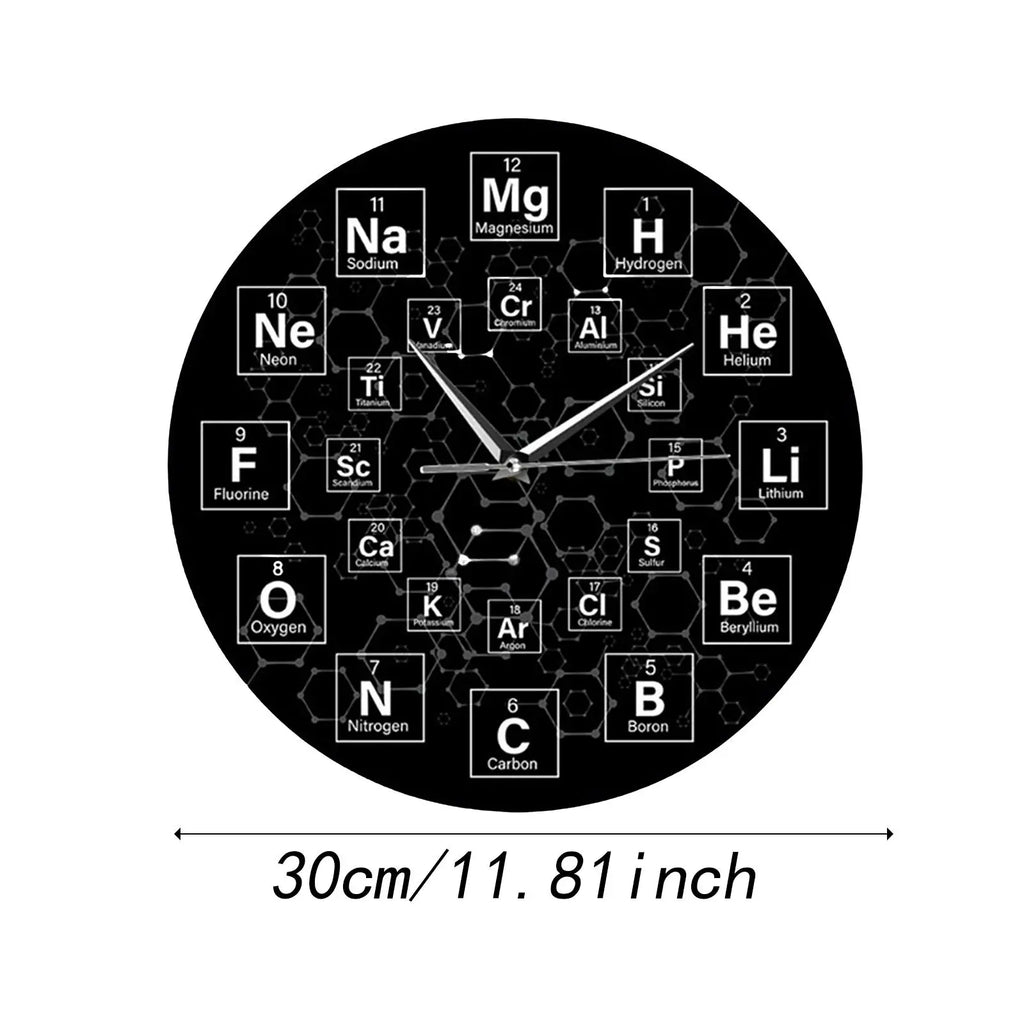 Periodic Table Wall Clock – Silent Non-Ticking Science Décor