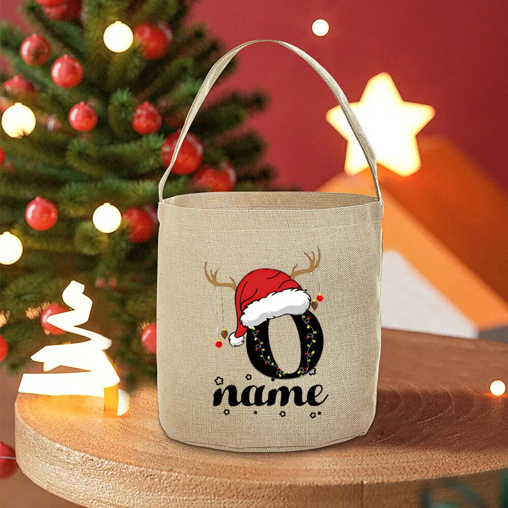 Personalized Name Christmas Sack Bag – Jute Tote for Kids