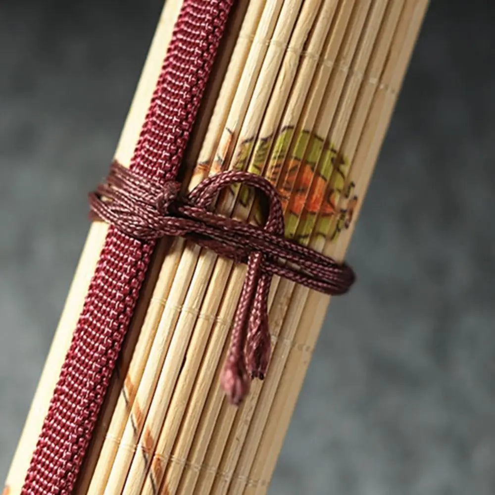 Bamboo Roll-Up Brush Holder | Calligraphy Pen Curtain Case