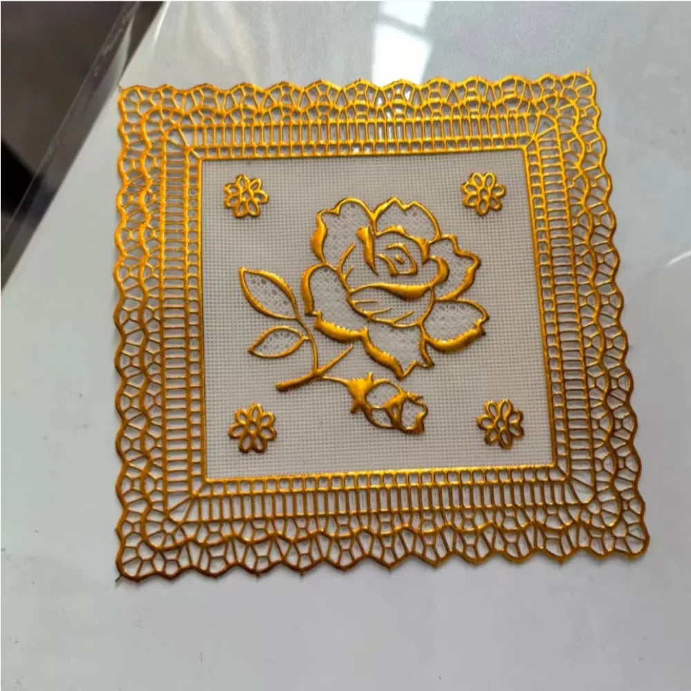 Gold Round Lace PVC Coaster Mat – Wedding & Party Table Décor