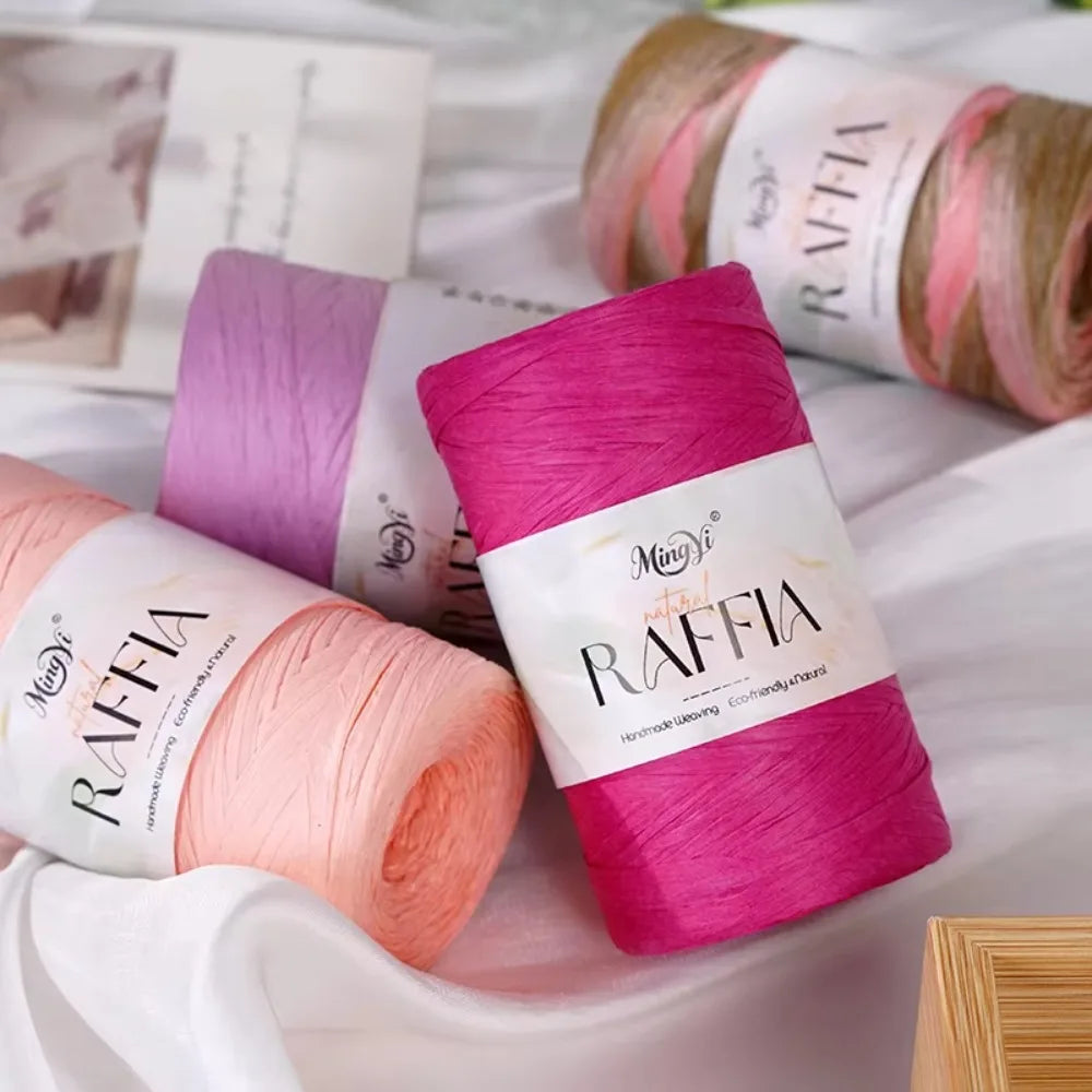 Multi-Color Raffia Yarn – 100% Bamboo Fiber Knitting Cord 100g