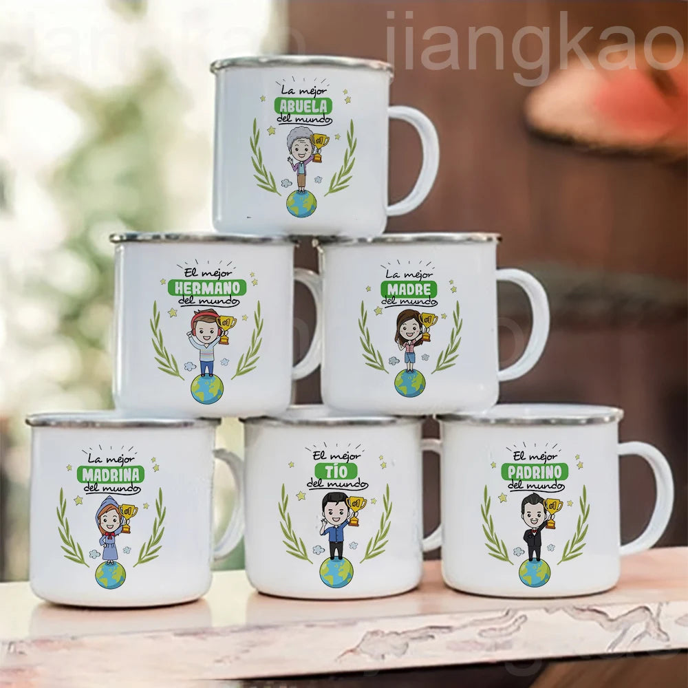 Printed Enamel Camping Mug – Family Gift for Mom, Grandma & More