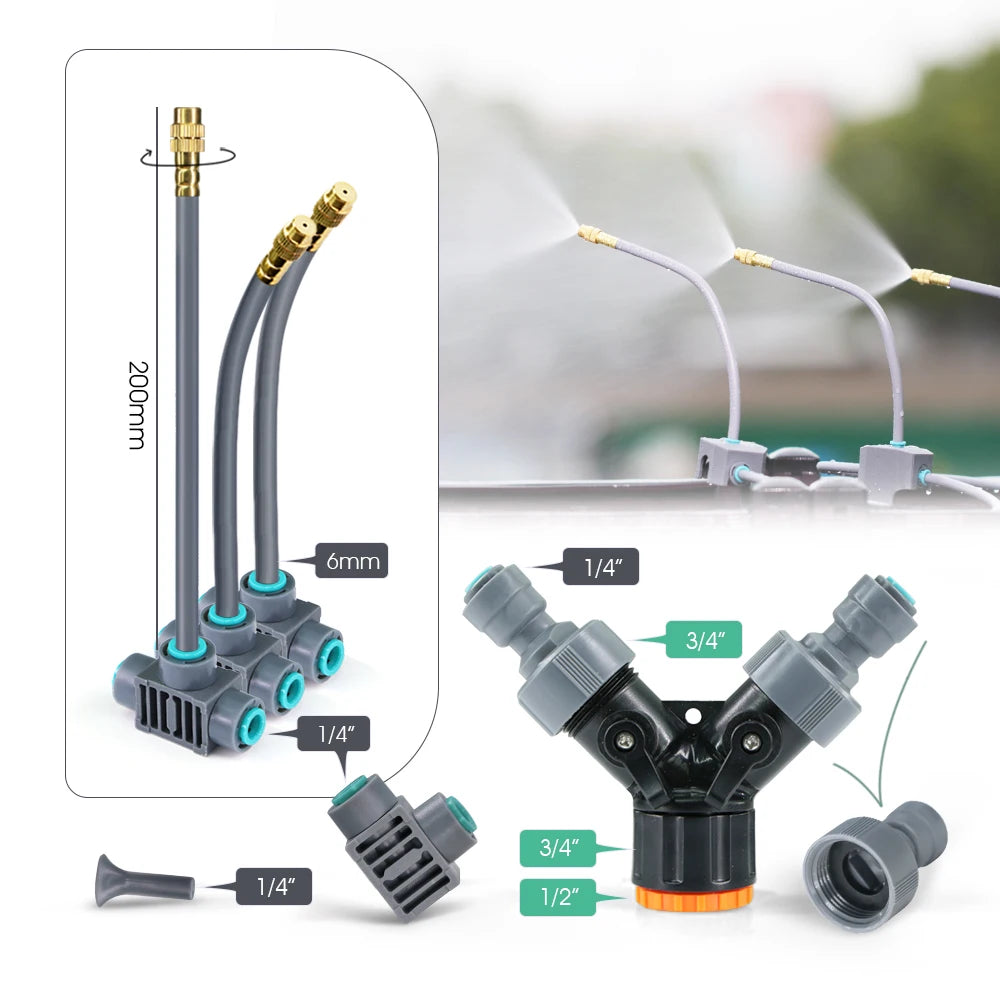 1/4" 360° Rotary Brass Nozzle Drip Irrigation Kit – Auto Misting