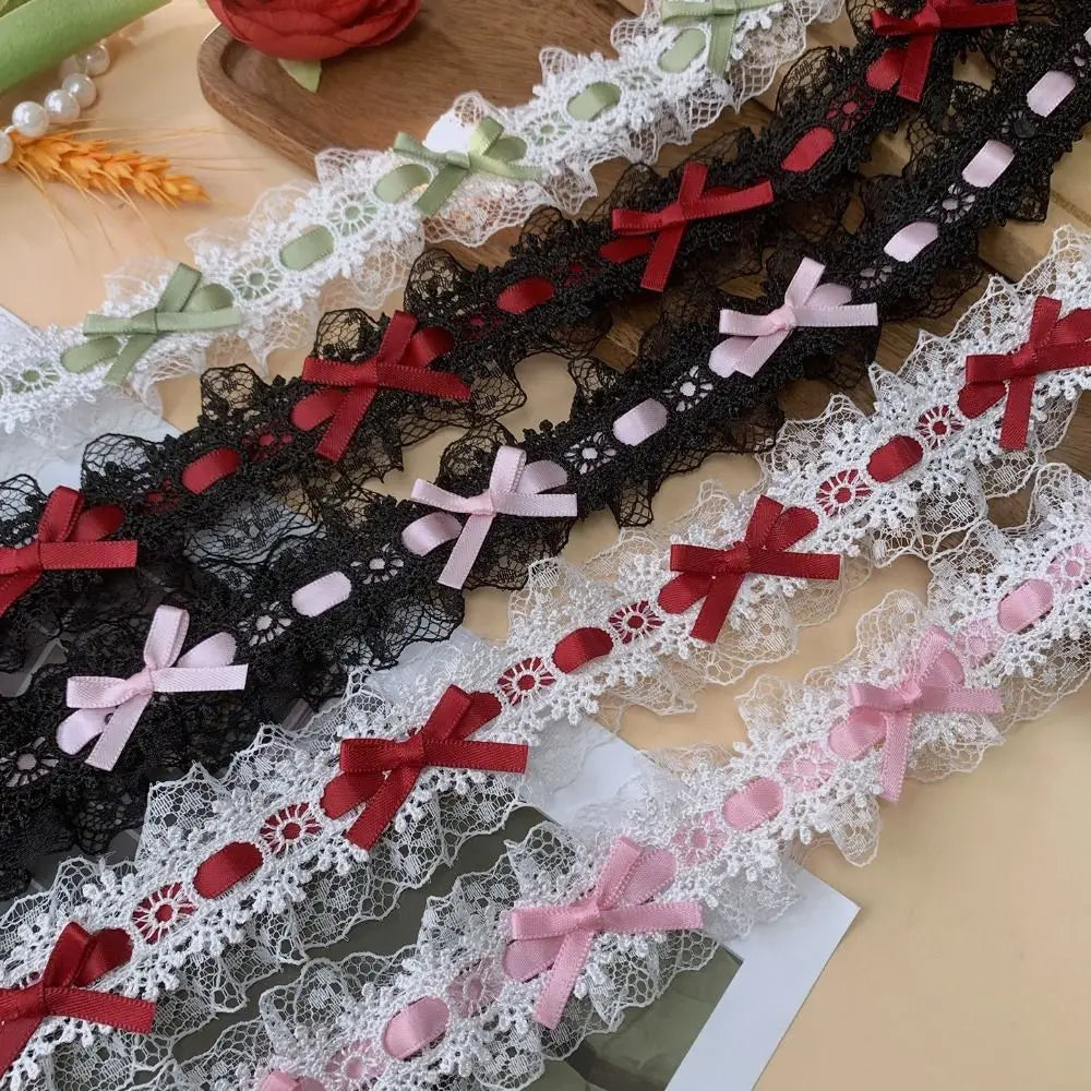 1 Yard Pleated Bow Lace Trim Ribbon – Sewing & Wedding Décor